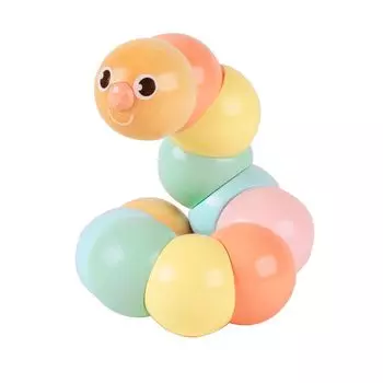 Classic World Caterpillar Pastel Rattle Nigi Nigi Wiggle Baby Colorful Pale Wooden Toy (CL54235)