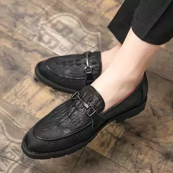 Classical Male 38-47 Men Black Loafers Leather Umbrella Cloth Pointed Style Footwear Fashion Slip on Flat Driving Casual Shoes 38 бежевый
