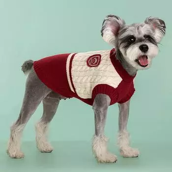 Classical Puppy Dog Sweater Warm Winter Dogs Cat Clothes Christmas Sweaters Clothes Cute Pug Chihuahua Yorkshire Clothing S красный