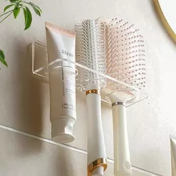 Clear Acrylic Comb Holder Self Adhesive Storage Shelf For Wall Decoration Toys Bookshelf Bathroom Accessories three holes чистый