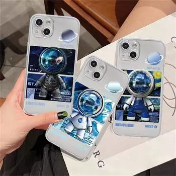 Clear Case For Apple iPhone 14 11 13 12 Pro 7 8 Plus XR X XS Max 6 6S 13Pro Silicone Phone Cover Mechanical Astronaut Space iPhone 14 Plus