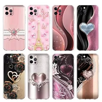 Clear Case For Apple iPhone 14 13 11 12 Pro 7 8 Plus XR X XS Max 6 6S 14Pro Silicone Phone Cover Love Bow iPhone 14 Pro Max