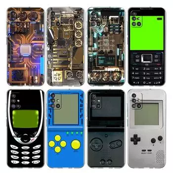 Clear Case For Samsung Galaxy A52 A12 A51 A32 A21s A71 A32 A22 50 A70 A31 A72 5G Phone Cover Vintage Circuit Board Samsung A03