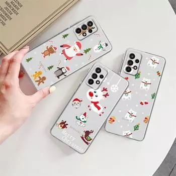 Clear Case For Samsung Galaxy A52 A12 A51 A32 A21s A71 A32 A22 50 A70 A31 A72 5G Phone Cover Cute Cartoon Doll Christmas Samsung A53 5G