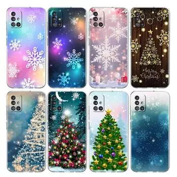 Clear Case For Samsung Galaxy A52 A12 A51 A32 A21s A71 A32 A22 50 A70 A31 A72 5G Phone Cover Winter Snow Merry Christmas Samsung A53 5G