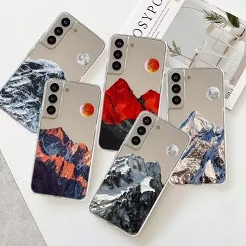 Прозрачный чехол для Samsung Galaxy S22 S20 FE S21 S10 S9 Plus Note 20 Ultra 10 Lite 9 Мягкий чехол для телефона TPU Эстетика Снежная гора Samsung S21 5G