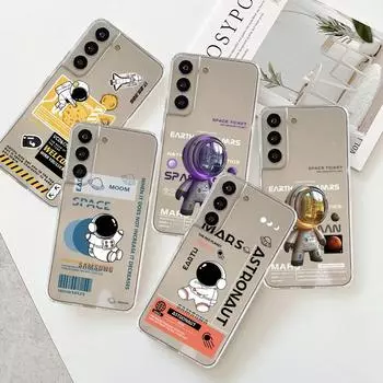 Clear Case For Samsung Galaxy S22 S20 FE S21 S10 S9 Plus Note 20 Ultra 10 Lite 9 Soft TPU Phone Shell Cartoon Astronaut Samsung S21 5G