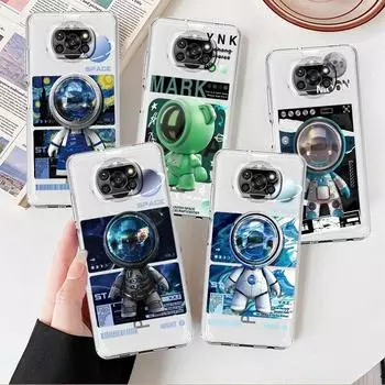 Clear Case For Xiaomi Mi Poco X3 NFC M3 Pro F3 F1 11 Lite 12 Redmi Note 10 9S 8 7 9 Soft Phone Cover Mechanical Astronaut Space Xiaomi Poco F3