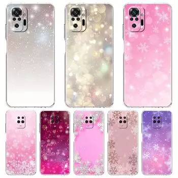 Clear Case For Xiaomi Redmi Note 11 Pro 10 9 9S 8 8T 7 9A 9C 9T 10 10C K40 Transparent Soft Phone Cover Christmas Snowflake Snow Redmi Note 11 Pro 5G