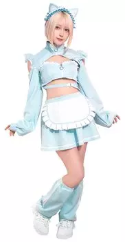 Clearstone SugarWhip Cosplay Halloween Cat Ear Jersey Maid Women s Blue