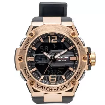 [Clefer] Digiana Men s Watch Battery Operated Urethane Belt Avantino Gold AV-AD390-GD Black