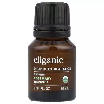 Cliganic, Drop of Exhilaration™, органическое эфирное масло розмарина, 0,34 жидких унций (10 мл)