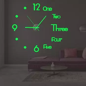 Clock Wall Stickers Laser Engraving Simple Installation Home Decor Luminous Digital Clock Mute Wall Clock Stickers Clock