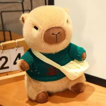 Cloth Doll Simulation Capybara Plush Toy Clothing Accessories Plush Doll with Bag Christmas Toy no.19