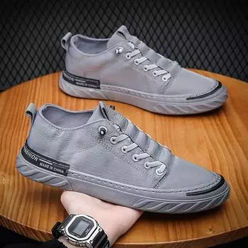 Cloth shoes men s new old Beijing men s one-pedal casual handmade umbrella cloth shoes men s breathable thin board shoes 39 серый