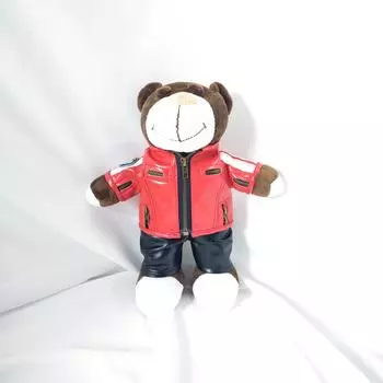 Clothes Doll Plush Toy Doll Locomotive Bear Leather Jacket Doll Shop Gift Boyfriend 28cm красный