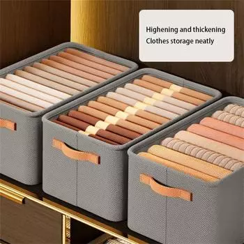 Clothes Storage Basket Handle Design Non-woven Fabric Large Capacity Storage Basket No Odor Khakis Fabric Storage Box Grey 1-5 Cells
