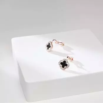 Clover Ear Stud Women s Sterling Silver Earrings Dignified Generous Style 2025 New Arrival Best Selling Ear Rings Fancy Accessible Luxury Ear Clip Rose Gold (small size 1.2cm) ear clip