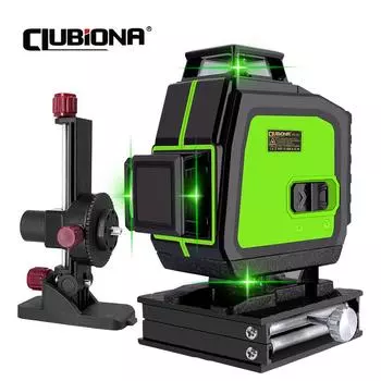 CLUBIONA 16-линейный 4D-лазерный уровень, самовыравнивающийся 360-градусный горизонтальный и вертикальный крестовый сверхсильный зеленый лазерный уровень зелёный