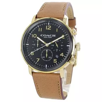 COACH Черный циферблат Коричневый Кожаные Часы Часы Часы 14602541 Часы [Coach] Мужские Женские [Товар]