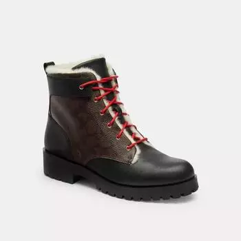 Coach LorraIne Bootie In Signature Canvas Black Mahogany US 7.5/Regular