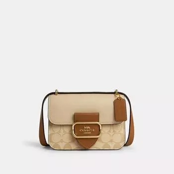 Coach Morgan Square Crossbody In Blocked Signature Canvas light khaki khaki multi