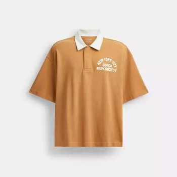 Coach Park Society Rugby Shirt In Organic Cotton Light Brown Medium