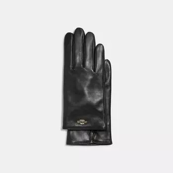 Coach Перчатки Coach Plaque Leather Tech черный