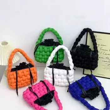 Coarse wool portable chessboard female DIY hand-woven Icelandic wool finished bag 25*8*16 белый