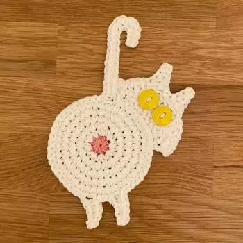 Coaster High Temperature Resistant Easy to Clean Reused Various Styles Wear-resistant Heat Insulation Cloth Cat Butt Coast Funny белый