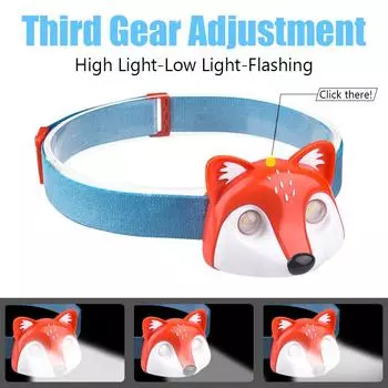 COB Headlamps Kid Running Riding Light with Headband Rechargeable Children Headlight Kids Gift Flashlight Cartoon Animal Lantern