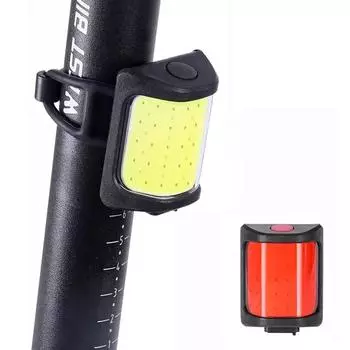 COB LED Flash Tail Задние фонари Type-C USB Зарядка Водонепроницаемый велосипедный задний фонарь Лампа Несколько режимов освещения для рюкзака с подседельным штырем белый