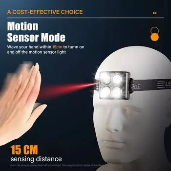 COB LED Induction Headlamp Portable Headlight 5 Modes Outdoor Waterproof Running Head lamp Rechargeable Camping Fishing Lantern