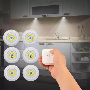 COB Подсветка под шкафом LED Беспроводной пульт дистанционного управления Диммирование Ночник для гардероба Главная Кухня Спальня Прикроватные лампы White light
