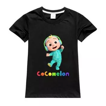 Cocomelon/Детская футболка для мальчиков, топы с героями мультфильмов для девочек, милые детские хлопковые футболки, летняя одежда, модные футболки для малышей, детский топ, костюм 100 фиолетовый