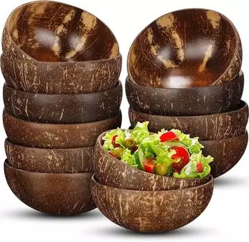 Coconut Bowls For Serving Dishes Wooden Salad Wood Reusable Bowl Serving Utensils Natural Coconut Shell Bowls Breakfast Party