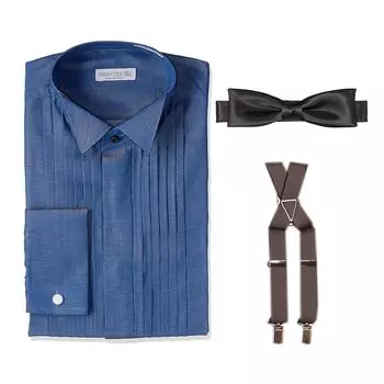 Code groom accessory wing collar bow 40 combinations to choose groom shirt bow black beige M [Dress 101] 3-piece set, shirt, tie, suspenders, from,