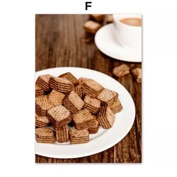Coffee Bean Cup Chocolate Cake Dessert Shop Wall Art Canvas Painting Posters And Prints Hotel Cafe Picture Restaurant Room Decor 21cm30cm NoFrame