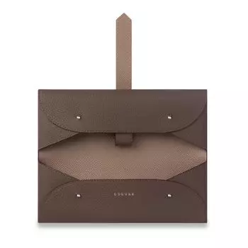 COGURE Pen Case Pencil Case Genuine Leather Belted Simple Stylish Double Pocket Unisex Gift Box Included Etope COPEN-XX