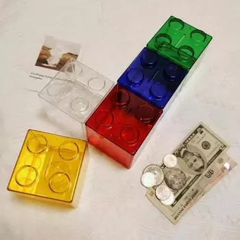 Coin Bank Transparent Visible Easy To Use Kids Building Block Design Money Saving Box Piggy Bank For Gift Change Boxe Home Decor красный