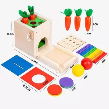 Coin Operated Wooden Carrot Pulling Stick Multifunctional Game Box Toys Kid
