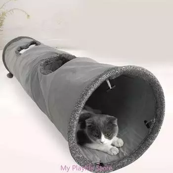 Collapsible Tunnel Spring Tube Canes Tunnels Plush Foldable Toy Relieve Boredom for Indoor Kitten Rabbits Puppies