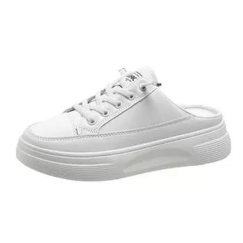 College style, one pedal, lazy shoes, spring bag head half-drag women s shoes, simple platform slippers 36