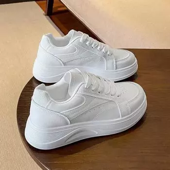 College style simple platform white shoes autumn new lace-up casual shoes student versatile board shoes women 35