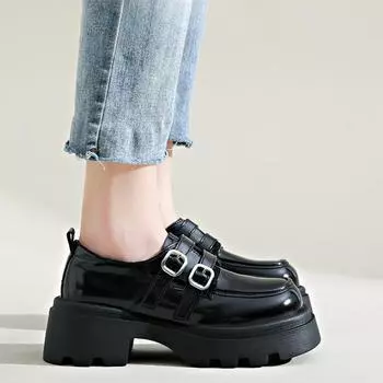 College Style Single Shoes Women s Mary Jane Women s Shoes Spring New Leather Loafers Muffin Platform Small Leather Shoes 35