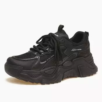 College style thick-soled lace-up dad shoes women s autumn new mesh running shoes student versatile sports shoes 35