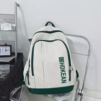 Color Simple Blocked Letter Smiley Face Print Student Large Capacity Backpack