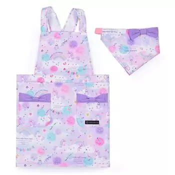 [COLORFUL CANDY STYLE] Детский фартук из водоотталкивающей ткани с треугольной лямкой (100-120 см. Узор «Единорог» для девочек) Нет IronQuick