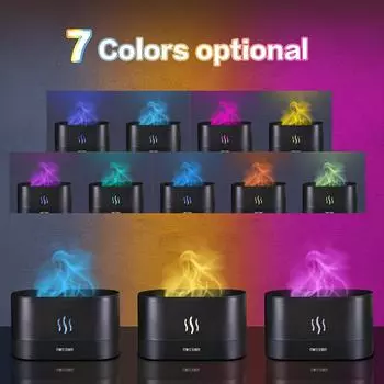 Colorful LED Flame Aroma Diffuser Bedroom Table Atmosphere Decorative Lamp Creative Humidifier Light For Living Room Office USB белый