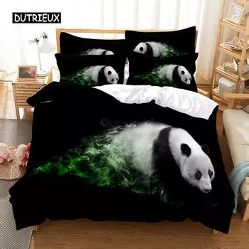 Colour Panda Bedding Set Duvet Cover Set 3d Bedding Digital Printing Bed Linen Queen Size Bedding Set Fashion Design US Queen(228x228cm)